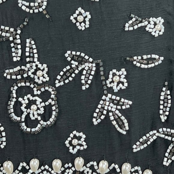 Vintage PATRA Black White Sequined Silk Top 8‎ - Picture 5 of 13